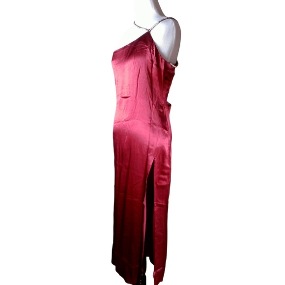 NWT For Love & Lemons Elora Red Rhinestone Strap Slit Midi Cocktail Dress XL - Picture 4 of 9